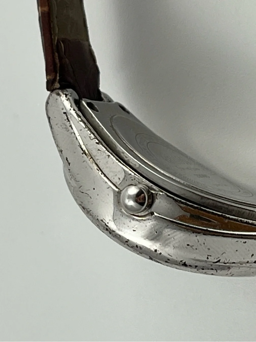 925 Sterling Silver Watch Case Space Age Analog Wrist Watch Mother of Pearl
